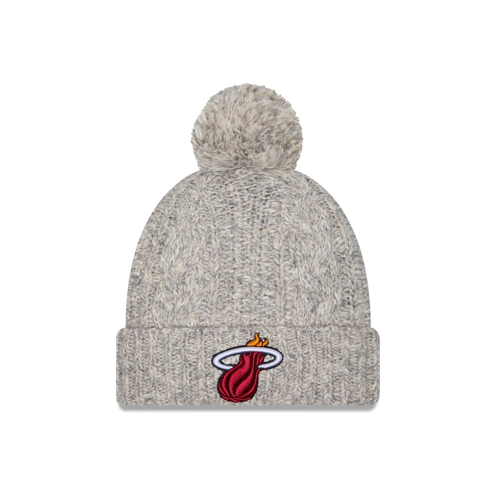 New Era Miami Heat Shimmer Pom Knit Hat - One Size